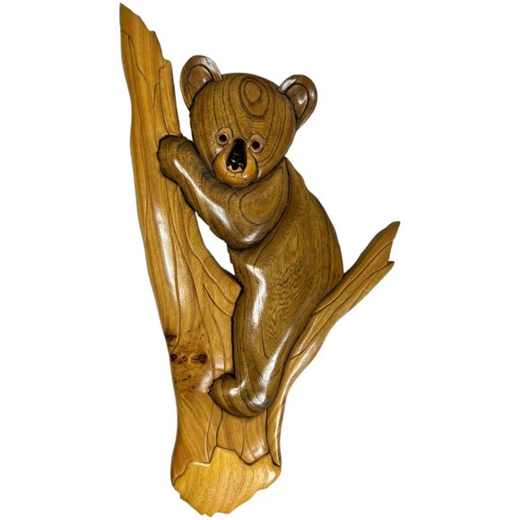 Hand‎ Carved Wooded Koala Bear Wall Hanging - Picture 1 of 5